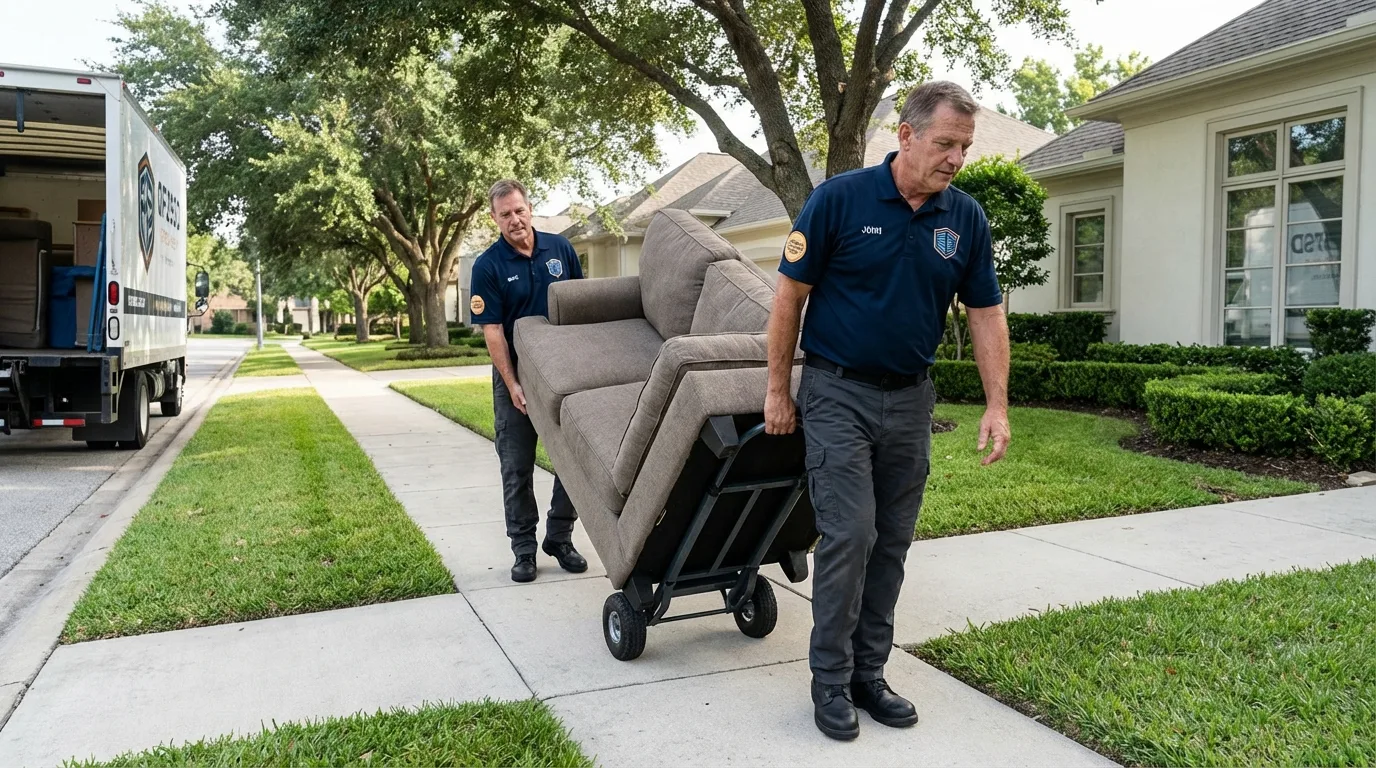 Local residential moving crew loading furniture in Trumann, AR