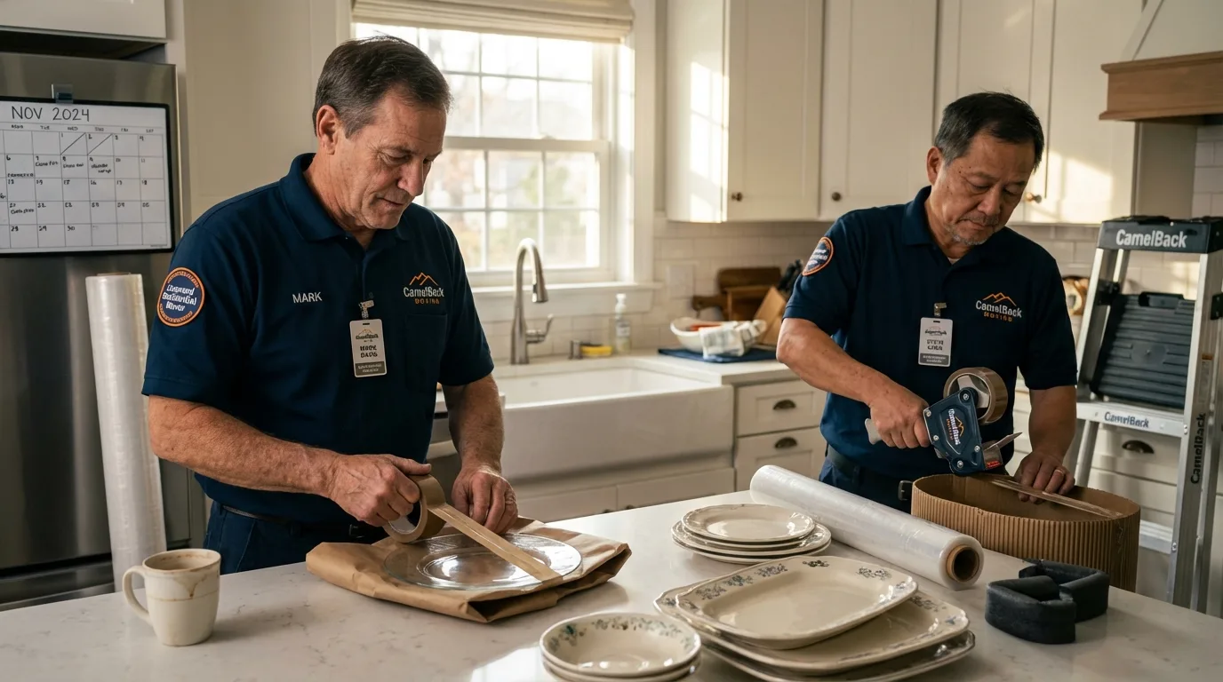 Professional crew packing kitchen dishware in Trumann, AR